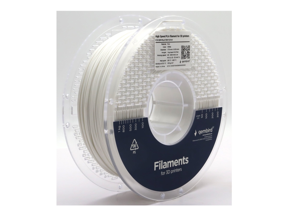 Gembird - Vit - 1 kg - 330 m - vit - färglåda - PLA-fiber (3D)