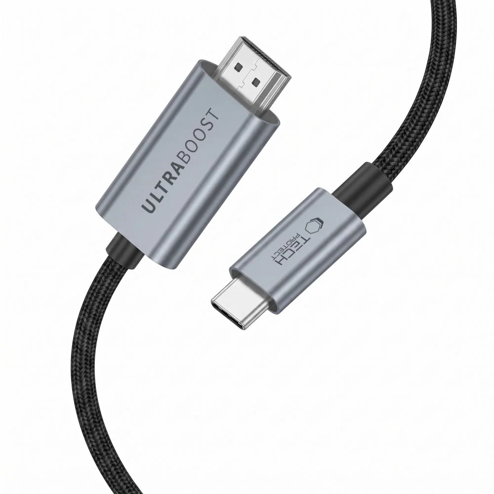 Tech-Protect UltraBoost USB-C HDMI 2.1 60 Hz videokabel 300 cm – grå, bild 3