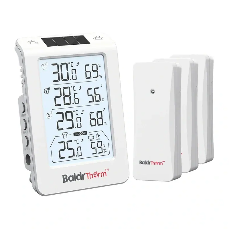 RainPoint BALDRTHERM B0598 3-kanals termohygrometer med autobakgrundsbelysning