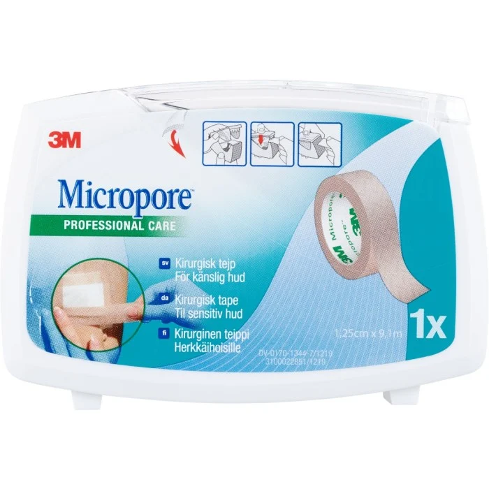 Micropore Kirurgisk Tejp Brun 1,25 cm x 9,1 m, 1 st