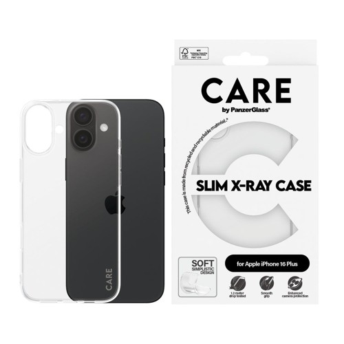 CARE by PanzerGlass X-Ray - Baksidesskydd för mobiltelefon - mjukt grundläggande - självreparerande TPU - transparent - för Apple iPhone 16 Plus