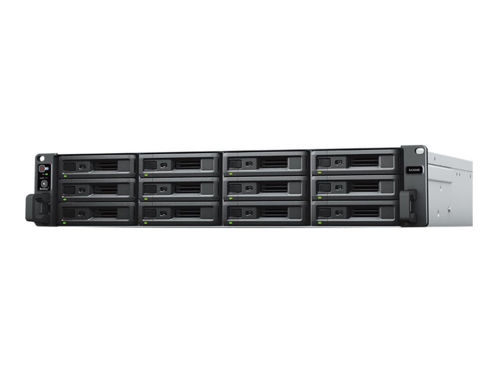 Synology RackStation SA3200D, 12-bay NAS, 2 x Intel Xeon 4-Core 2,4GHz CPU, 16 GB RAM, 2x10GbE+4x1Gbe, rackmonterbar 2U
