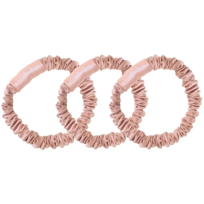 Cloud & Glow Silk Scrunchies 1 cm Peach 3 st
