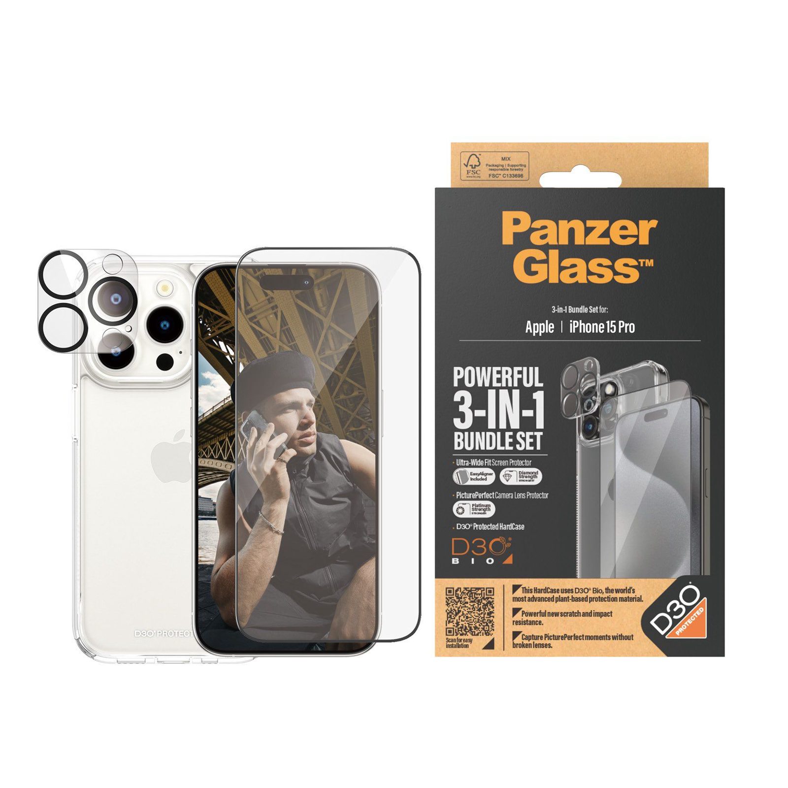 PanzerGlass™ | 3-i-1 skyddspaket | Apple iPhone 15 Pro, bild 4