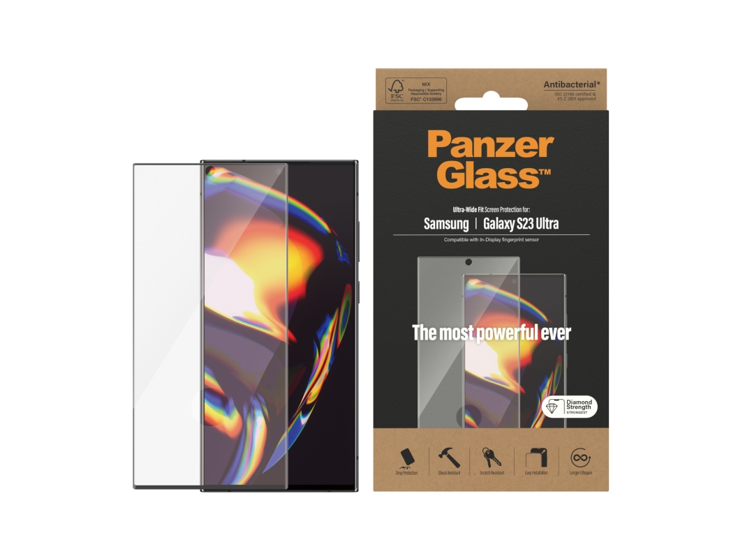 PanzerGlass™ | Mobiltelefon Skärmskydd - Ultra-Wide Fit | Samsung Galaxy S23 Ultra