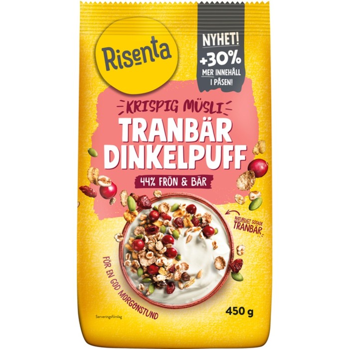 Risenta Krispig Müsli Tranbär Dinkelpuff 450 g