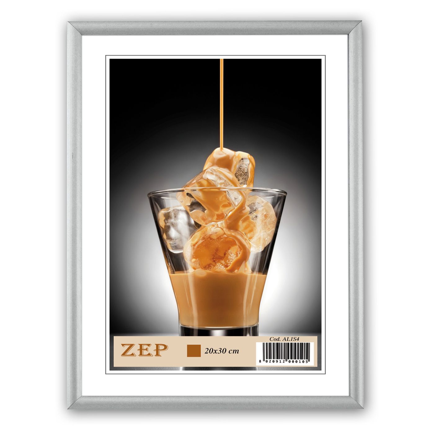 ZEP AL1S4, Enbildsram, Trä, Silver, Bord, Vägg, 20 x 30 cm, Liggande / Stående