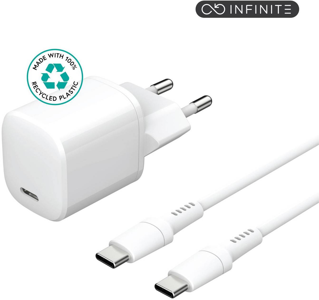 Väggladdare eSTUFF INFINITE Charger Kit 230V till 1xUSB-C, 20W, inkl. 1,5m USB-C-kabel - Vit, bild 4