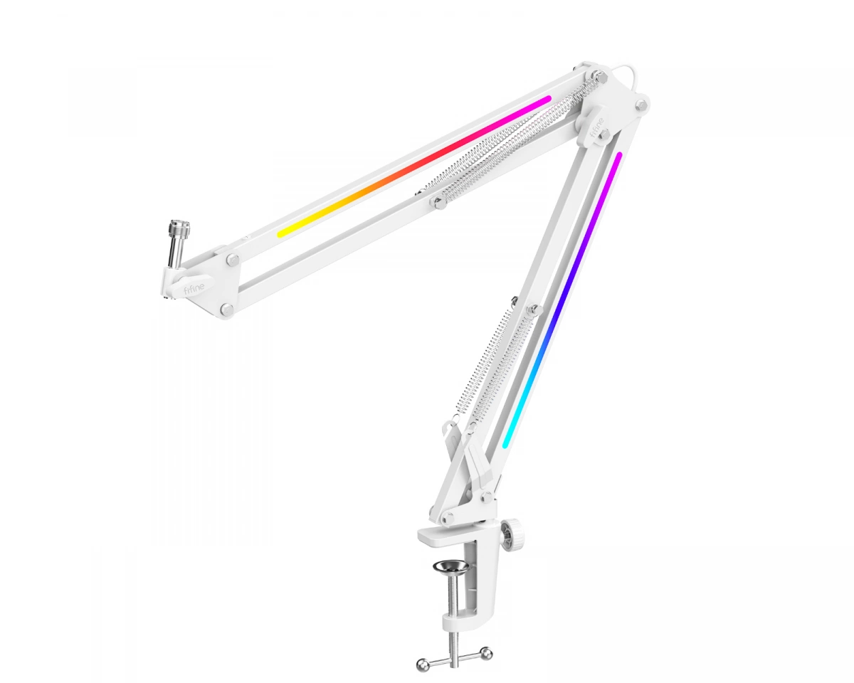 Fifine RGB Metall Mikrofonarm - Vit