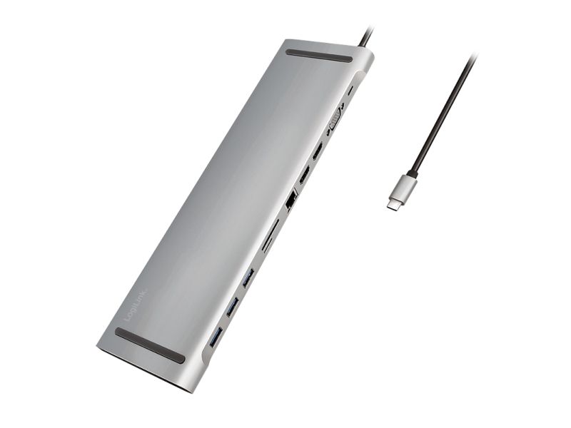 LogiLink UA0373, trådbunden, USB 3.2 Gen 1 (3.1 Gen 1) Typ-C, 100 W, 3,5 mm, 10.100.1000 Mbps, aluminium