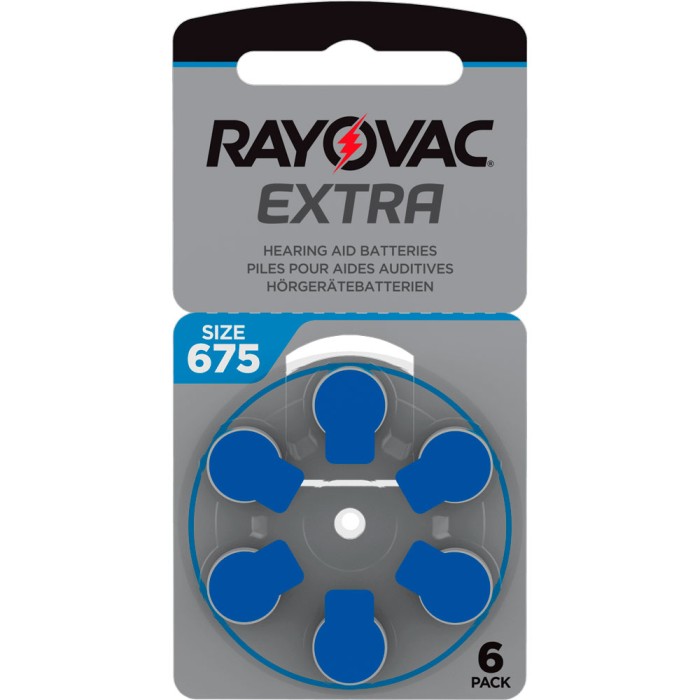 Rayovac extra advanced act 675 blå, 6 st
