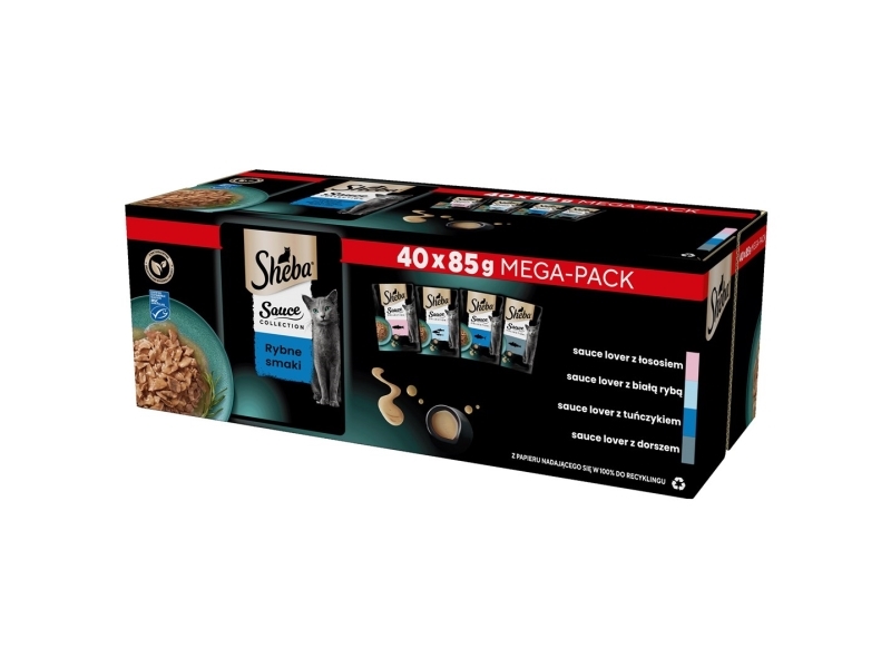 Sheba Sauce Collection våtfoder för katt, fiskvarianter i sås, 40 x 85 g