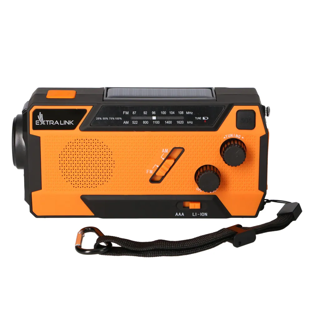 Nödradio med vev och solcell / 4000 mAh powerbank / krisradio / beredskapsradio med ficklampa och SOS-larm, bild 4