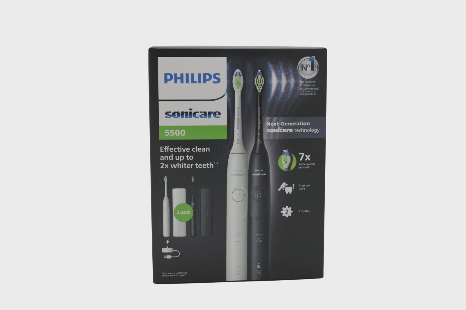 Philips HX7119 Sonicare Series 5500 eltandborsteset – svart och vit