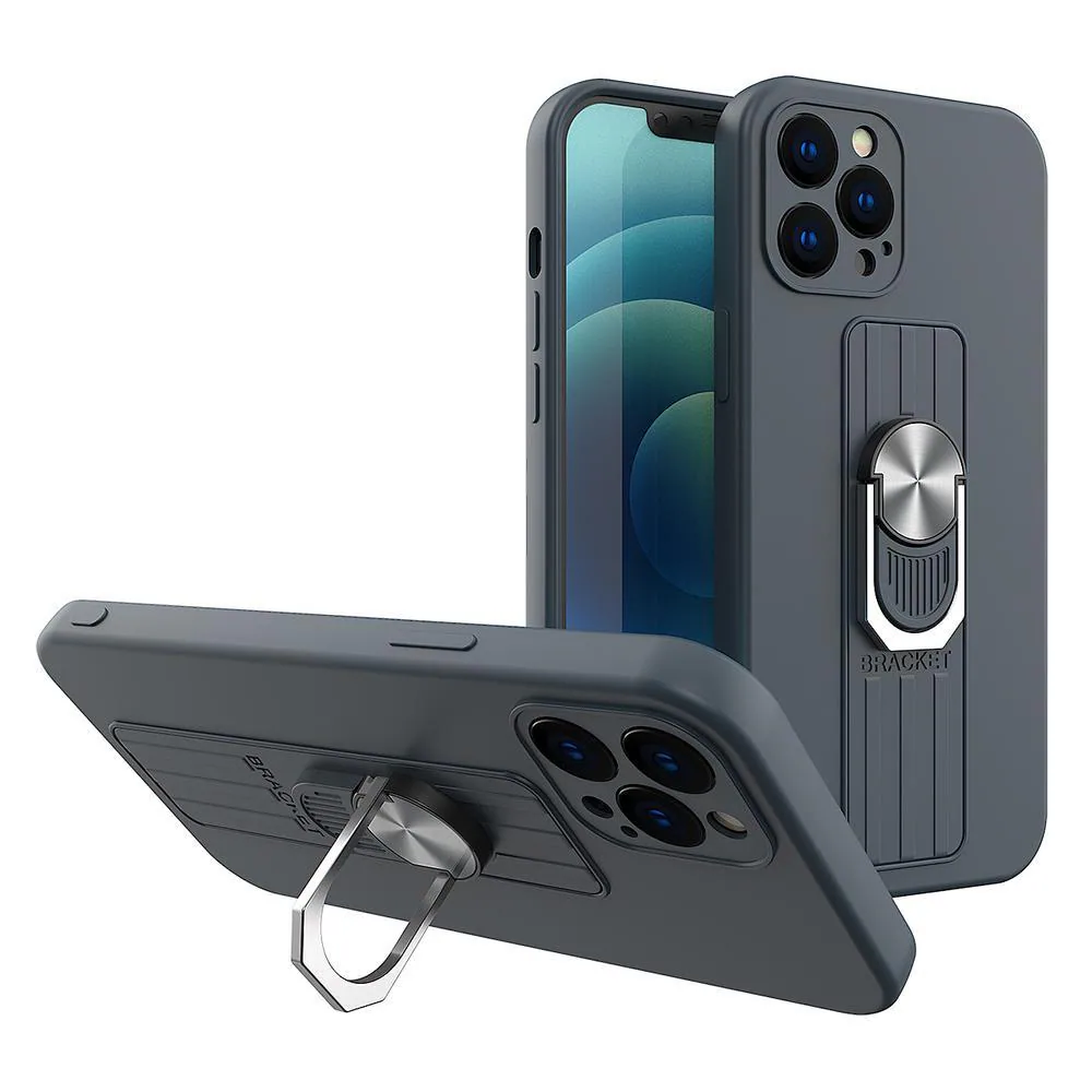 Hurtel ETUI Ring Case silikonfodral med fingergrepp och stativ för Xiaomi Poco X4 Pro 5G blå CASE