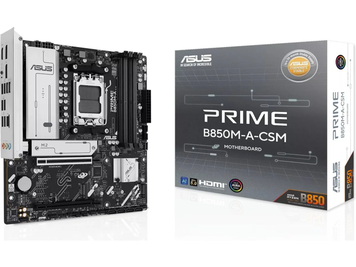 Asus PRIME B850M-A-CSM AMD AM5, MicroATX, 4xDDR5, 3xPCI Express, 3xM.2 + SATA3 RAID, HDMI/2xDP, 2.5Gbe LAN, Aura Sync RGB, bild 3