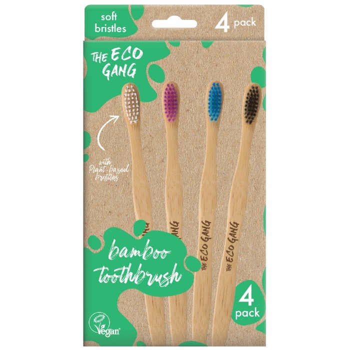 The Eco Gang Adult Bamboo Toothbrush Soft 4-pack