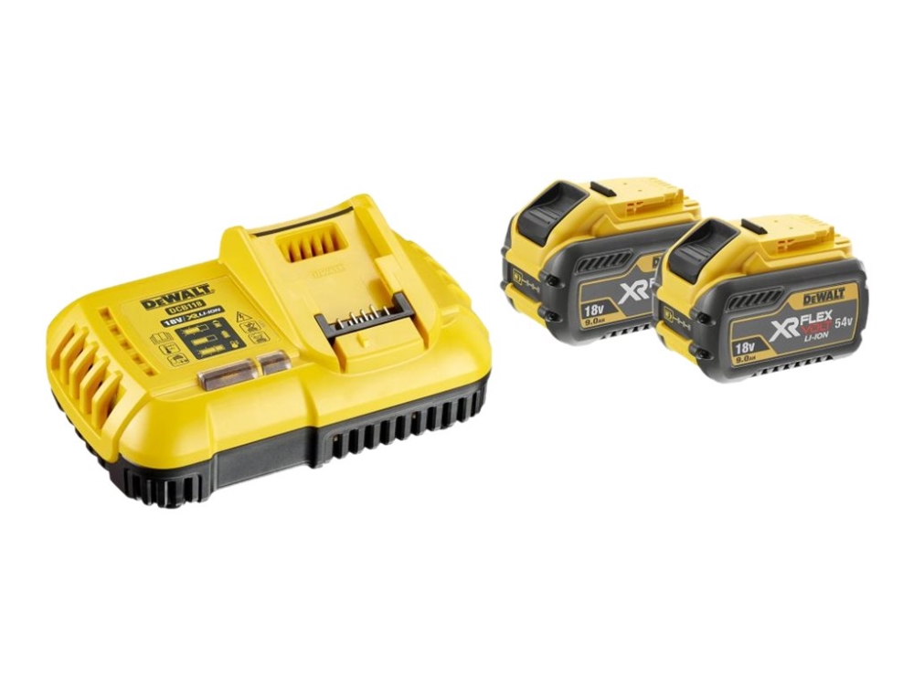 DeWALT DCB132X2-QW - Batteriladdare + batteri 2 x - Li-Ion - 9 Ah - 2 x batterier laddas - 4 A - för 20V MAX* Compact XR 20V MAX* Premium XR XR DCB125, DCB182, DCB184, DCB187-XJ