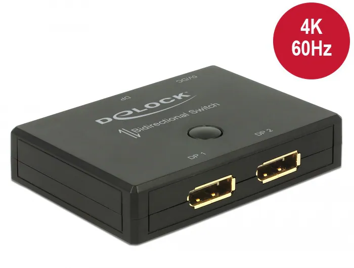 Delock Displayport 2 - 1 Switch bidirectional 4K 60 Hz - Omkopplare för video - 2 x DisplayPort - skrivbordsmodell