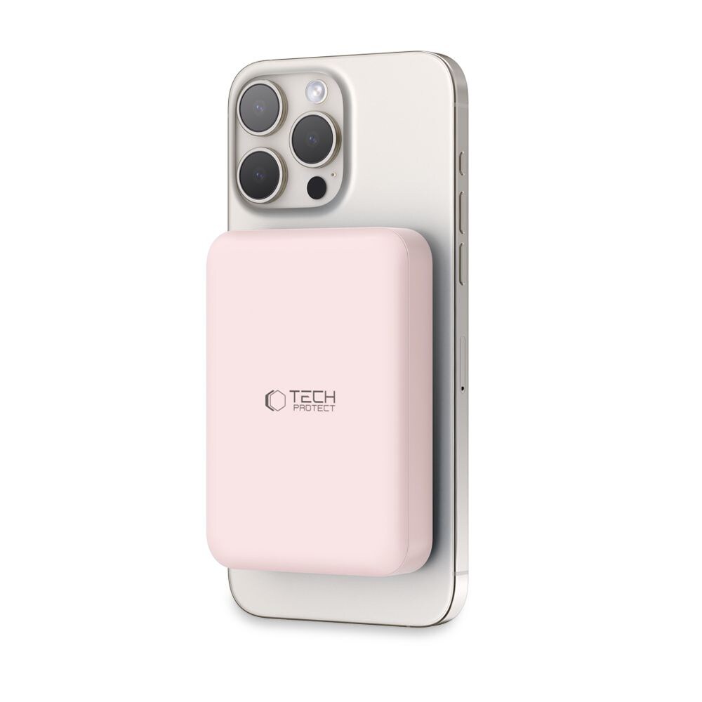 Tech-Protect PB11 Powerbank 10000mAh – MagSafe 15W – Rosa + USB-C Kabel, bild 2