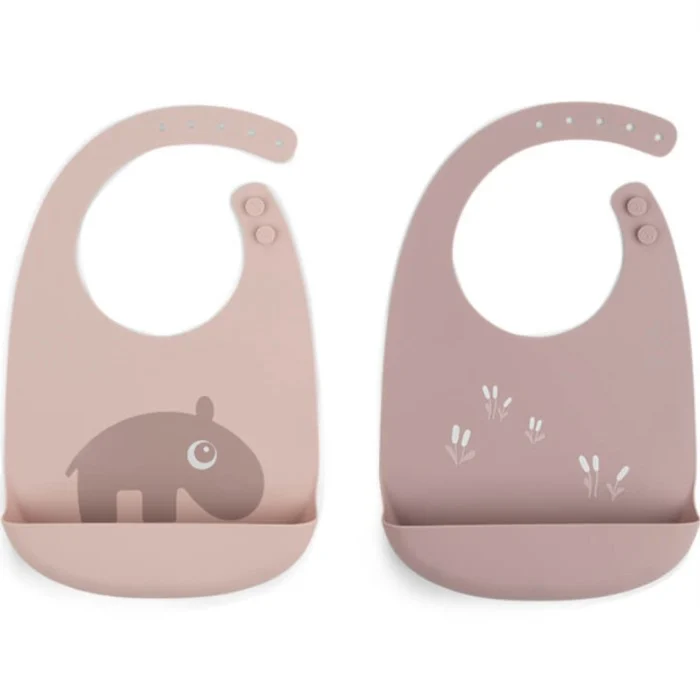 Done by Deer Silicone Bib 2-pack Ozzo, Powder
