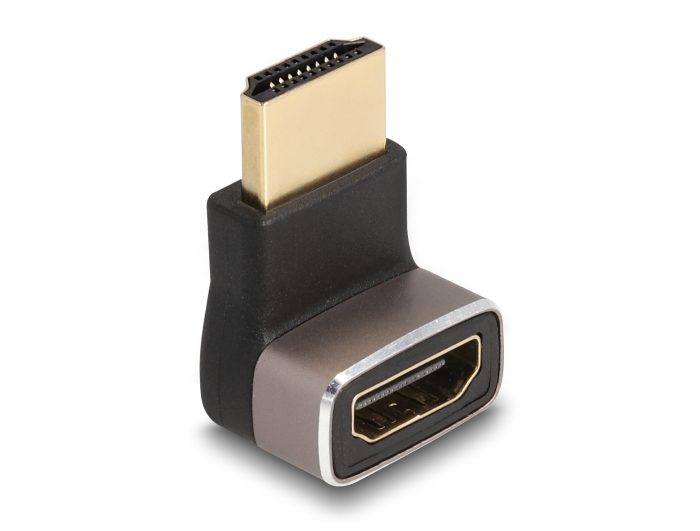 Adapter HDMI hane till hona, DeLOCK, 8K@60Hz, vinklad uppåt - Svart/Grå, bild 3