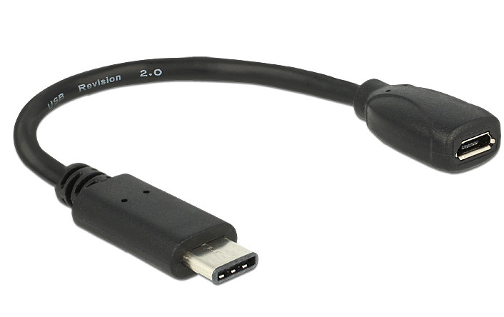 Delock adapterkabel USB-C till USB Micro-B, 15cm – svart