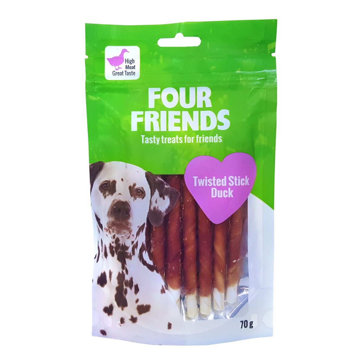 FourFriends Dog Twisted Stick Duck 12,5 cm 7-pack