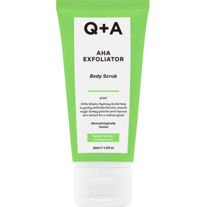 Q+A AHA Exfoliator Body Scrub Travel Size 50 ml