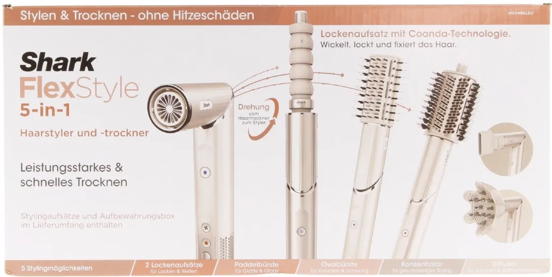 Shark Flexstyle 5-In-1 HD446SLEU varmluftslocktång, Champagne