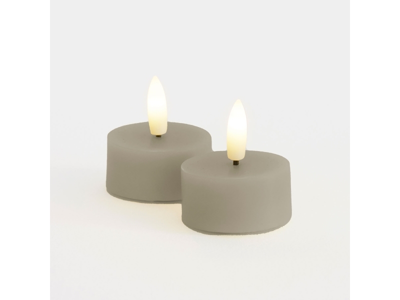 Sirius Sille värmeljus 2-pack - Ø4,5 x H2,2 cm - varmgrå
