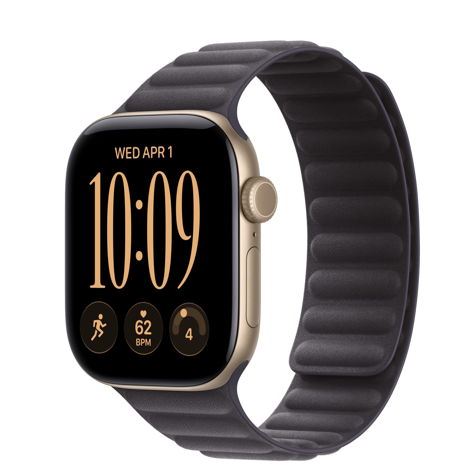 Apple Watch Series 12 (GPS + Cellular) • Aluminiumboett ljust guld, 42 mm • Magnetlänk midnatt