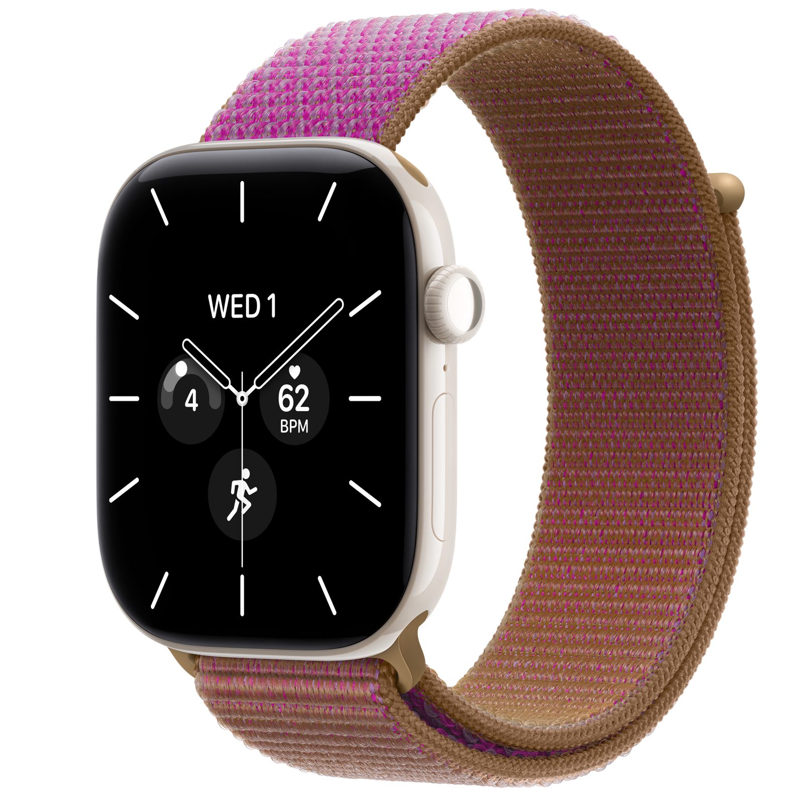Apple Watch Series 12 (GPS + Cellular) • Keramikboett pärlvit, 46 mm • Sportloop magenta