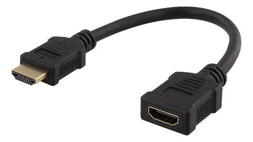 HDMI-förlängningskabel, rak, ha-ho, max 3840x2160@30Hz, 0,2 meter, svart
