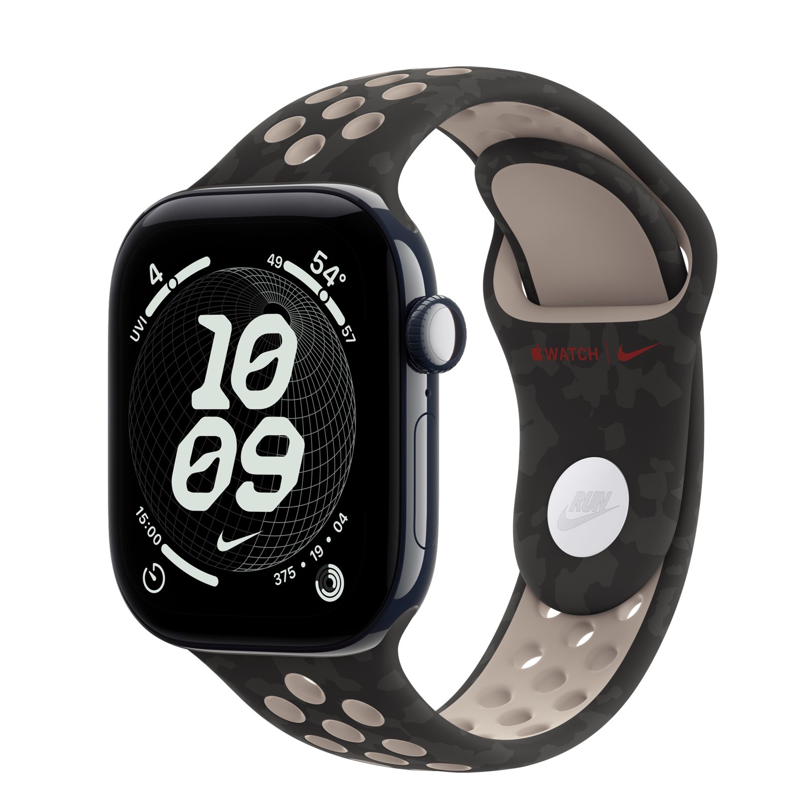 Apple Watch Series 12 (GPS + Cellular) • Keramikboett nattblå, 42 mm • Nike-sportband i After Dark Black