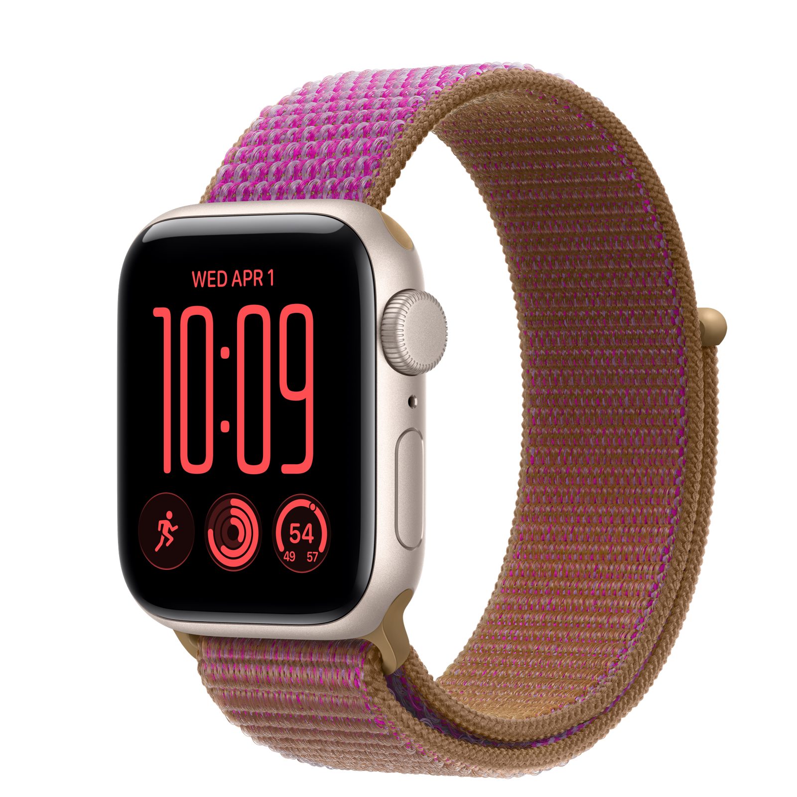 Apple Watch SE 3 (GPS) • Aluminiumboett stjärnglans, 40 mm • Sportloop magenta