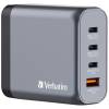 AC-adapter Verbatim GaN Charger 140W, 3xUSB-C / 1xUSB-A, inkl. reseadapter EU/UK/US, bild 5