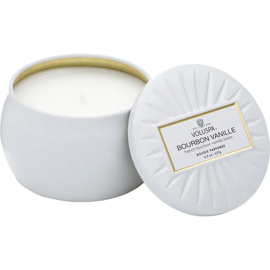 Voluspa Bourbon Vanille Decorative Tin Candle 25h 127 g