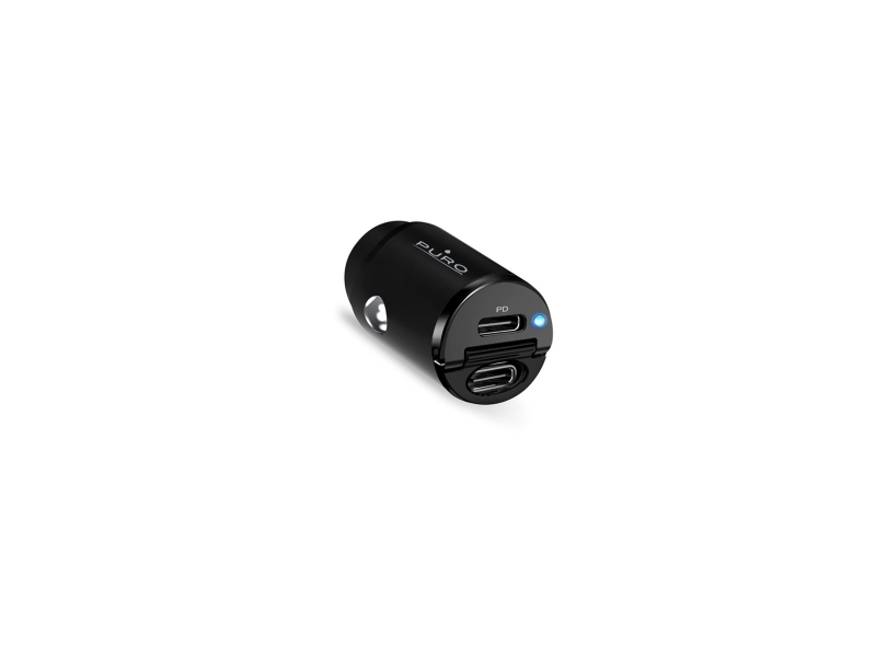 PURO Mini billaddare Bullet 2-port USB-C snabb laddning och strömförsörjning 30W