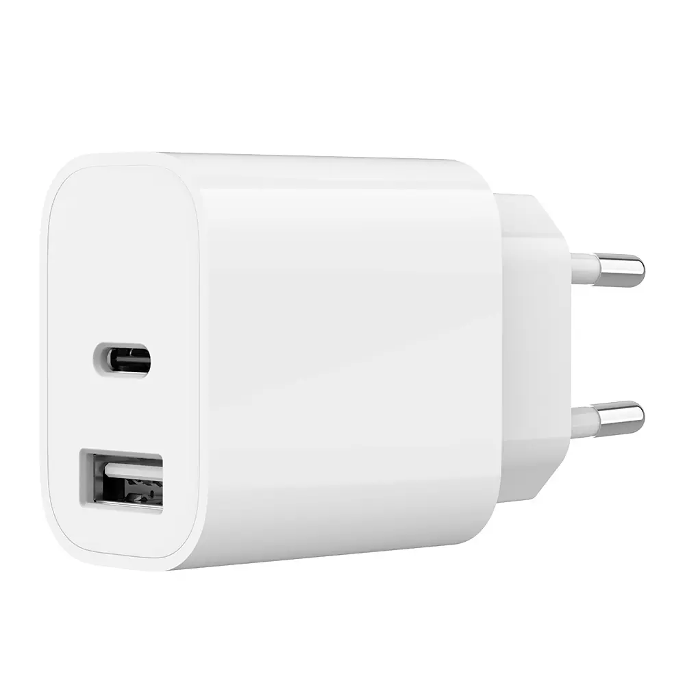Gembird - Strömadapter - 2.4 A - 2 utdatakontakter (USB, USB-C) - vit