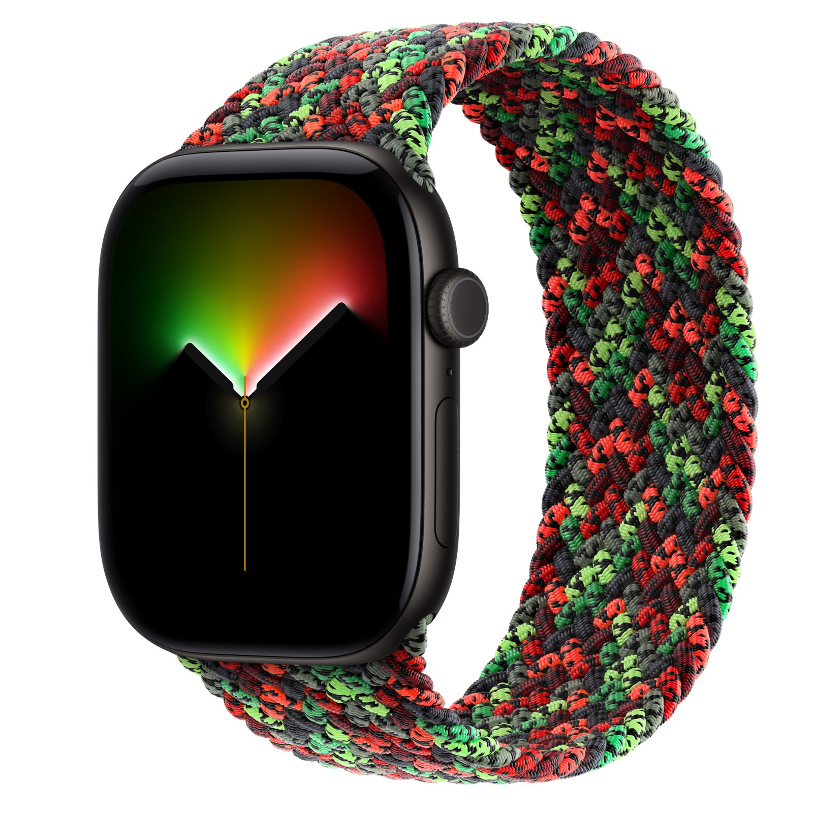 Apple Watch Series 12 (GPS) • Aluminiumboett svart, 46 mm • Flätad sololoop i Black Unity – Unity Connection