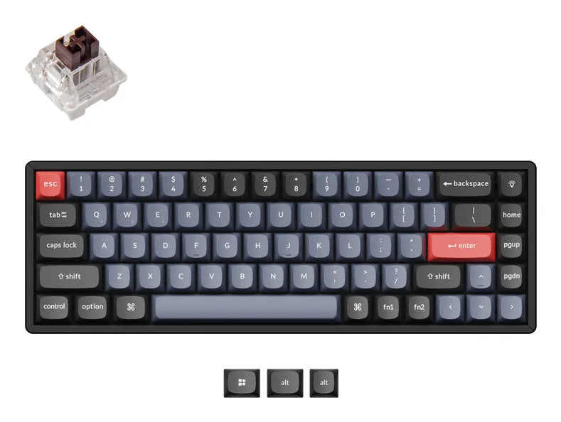 Keychron K6P-J3, Trådlös, USB + Bluetooth, Mekaniska tangentbrytare, QWERTY, RGB LED, Svart, Grå