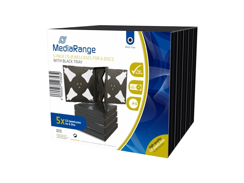 MediaRange Retail pack 6er CD-Jewelcase - Fodral för arkiverings-CD - kapacitet: 6 CD/DVD (paket om 10)