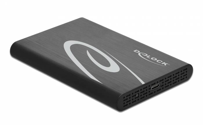 Externt kabinett 2.5" SATA till USB 3.2 (Gen2) 10Gbps, DeLOCK, aluminium, skjutbar lucka - Svart, bild 2