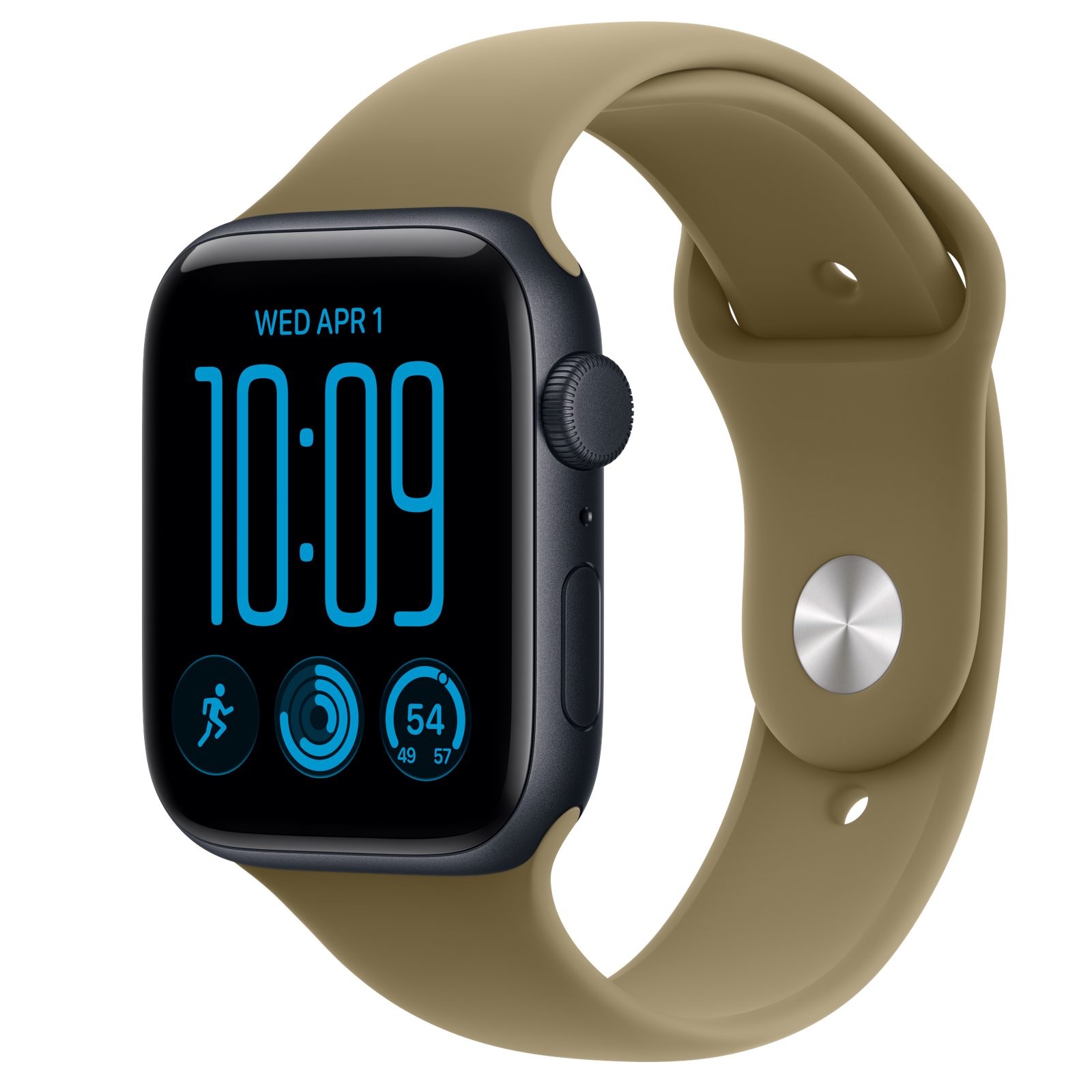 Apple Watch SE 3 (GPS) • Aluminiumboett midnatt, 44 mm • Sportband oliv