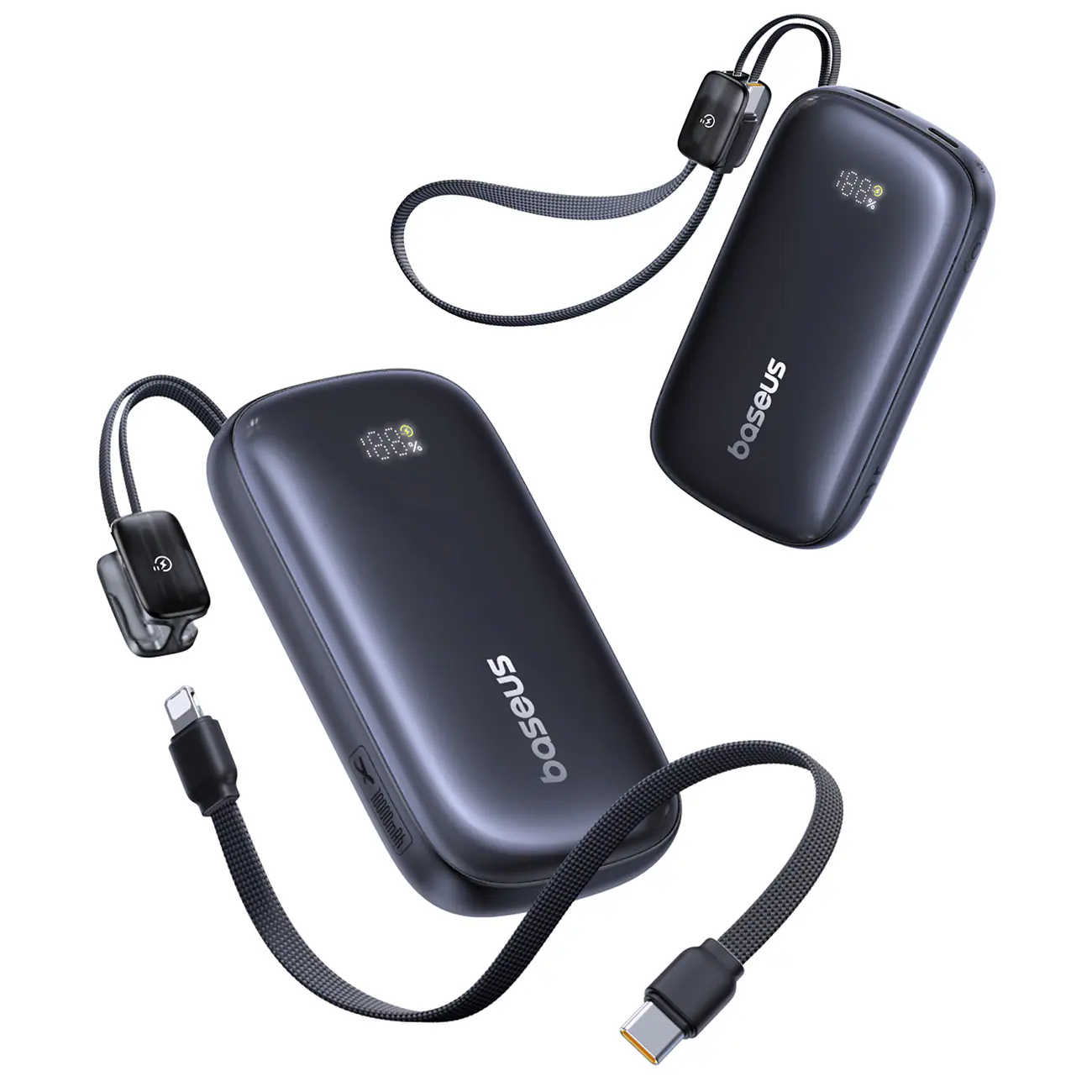 Baseus EnerFill FC21 QPow3 10000mAh 22.5W Power Bank med digital display och avtagbar kabel - Svart, bild 2