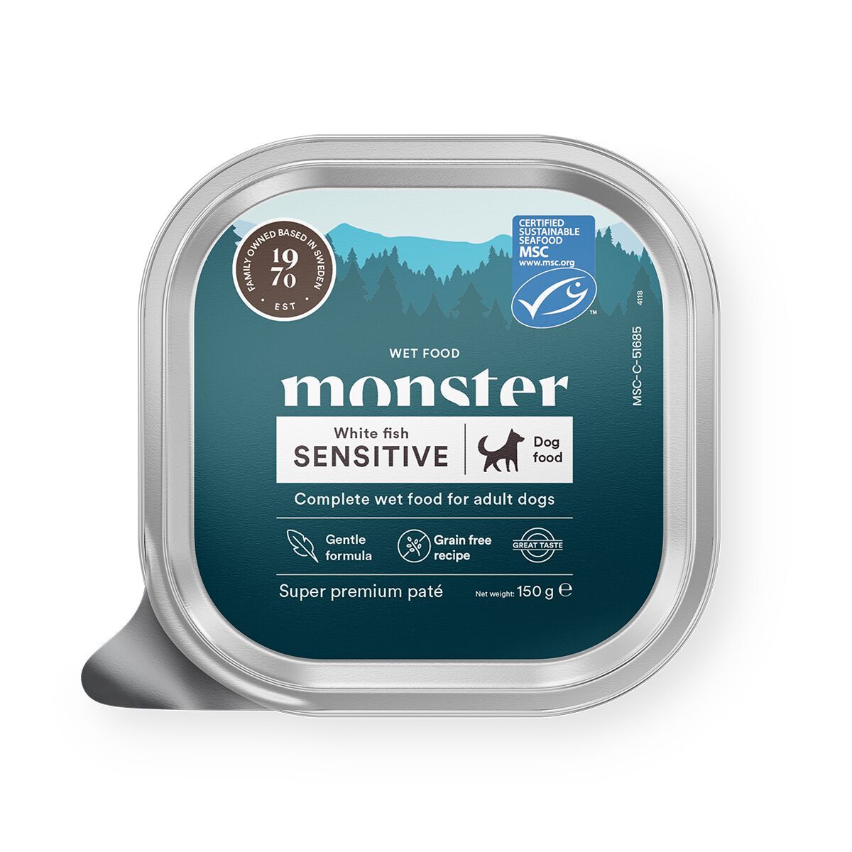 Monster Dog Adult Sensitive White Fish Paté Våtfoder till Hund 150 g