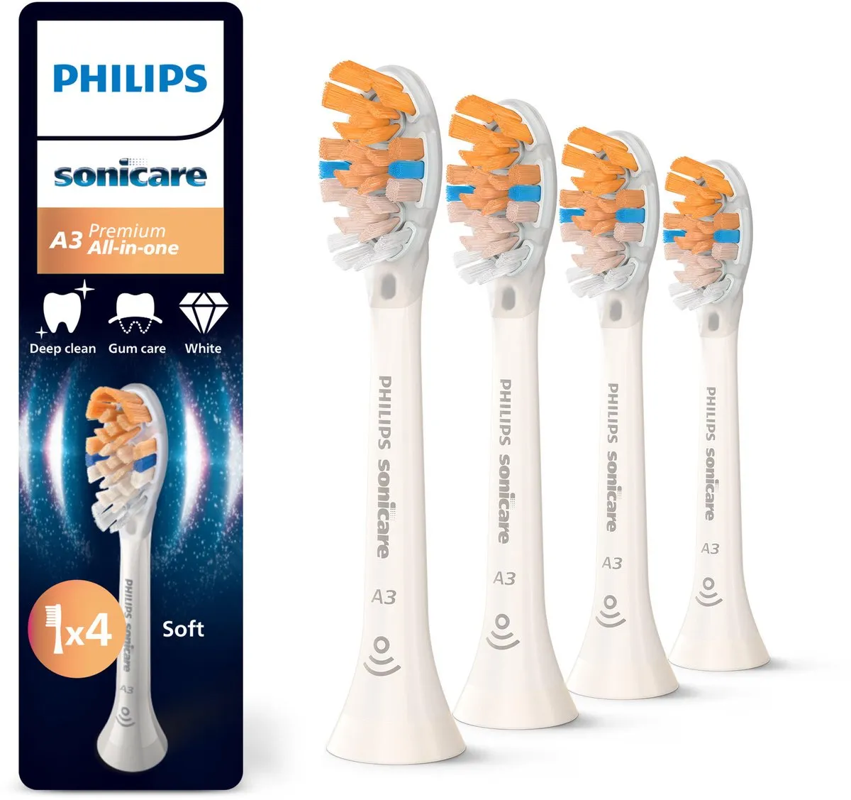 Philips Sonicare Premium All-in-One HX9094/87 borsthuvuden 4-pack, vit