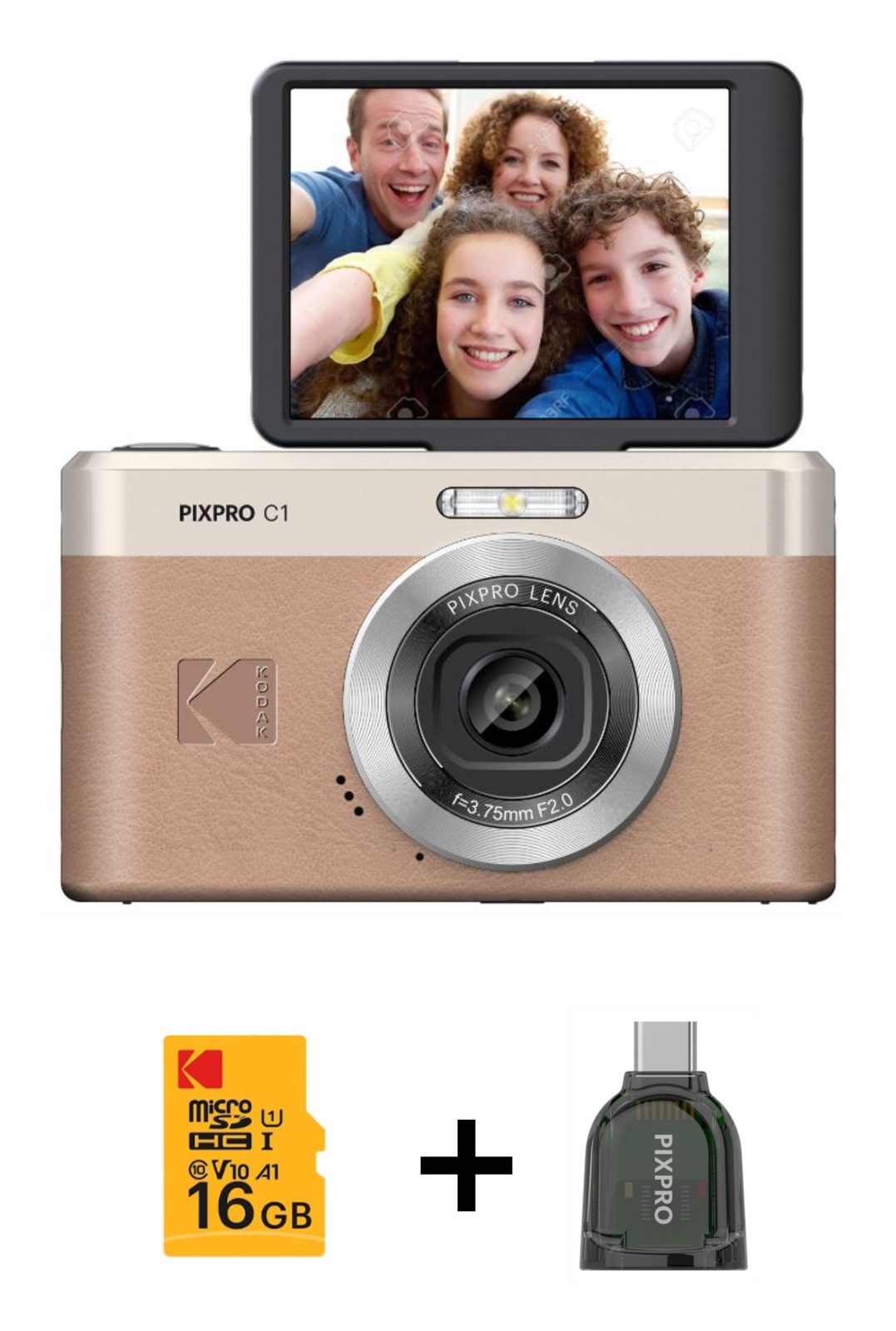 Kodak PIXPRO C1BN kompaktkamera, 13 MP, 1/3 CMOS, brun, bild 4