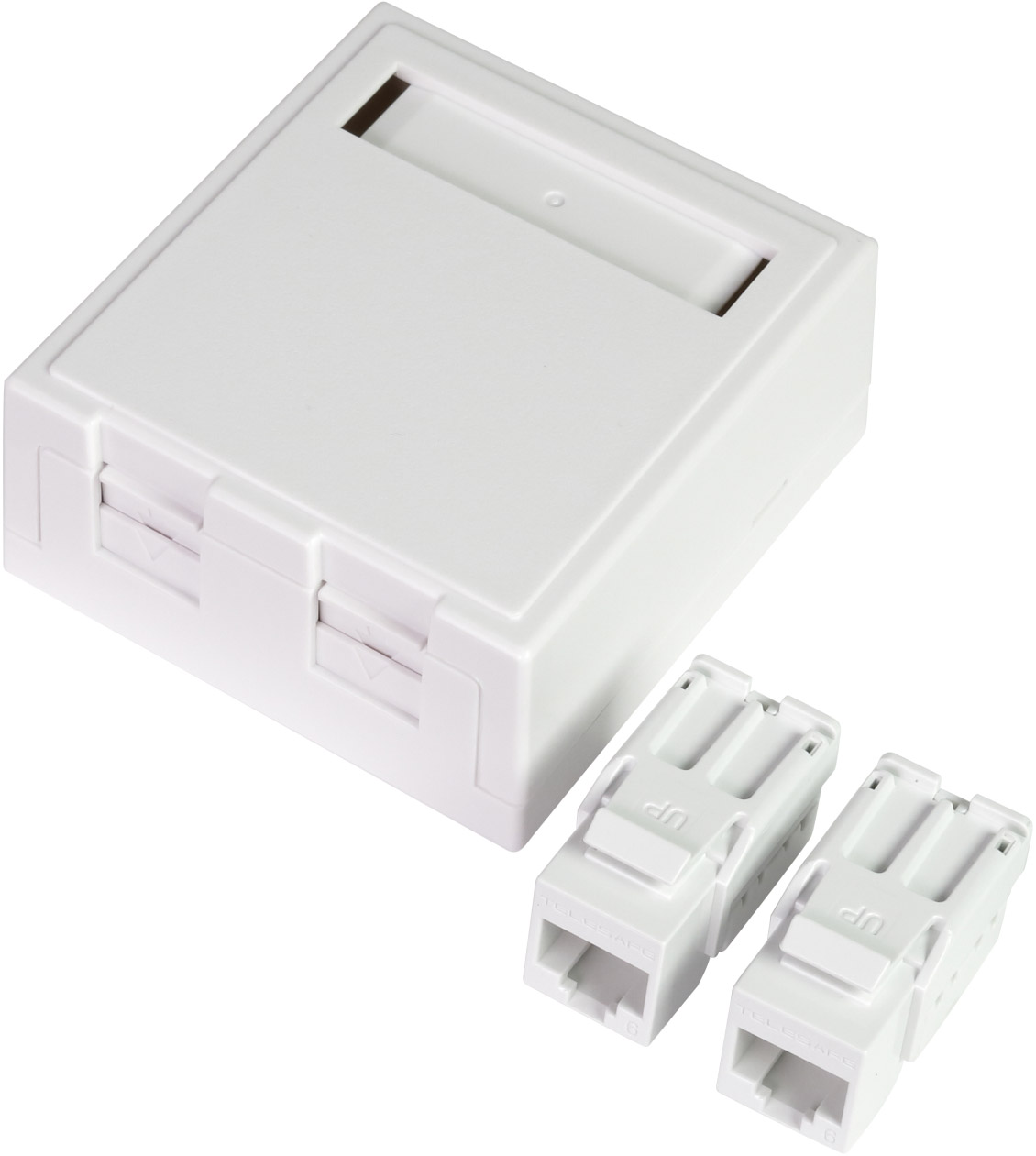 ELKO RJ45 uttag, dubbelt utanpåliggande med lucka, Cat.6, oskärmat, bild 3